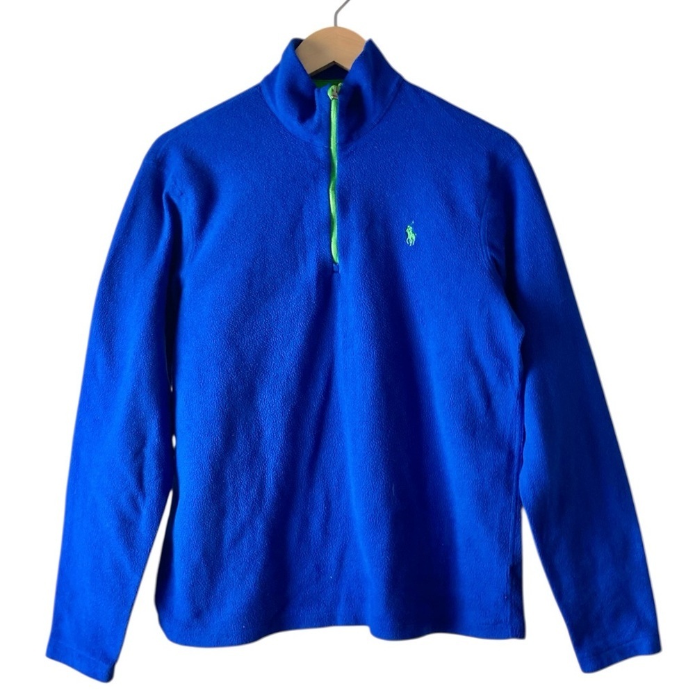 Polo Ralph Lauren Men Blue Performance Fleece Quarter-Zip Sweatshirt Pony logo M